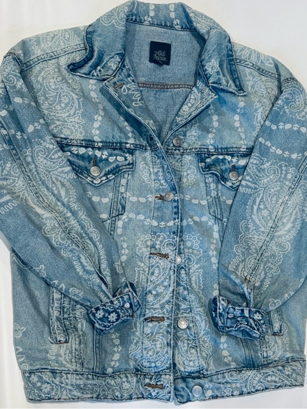 Wild Fable Denim Jacket with Paisley Design